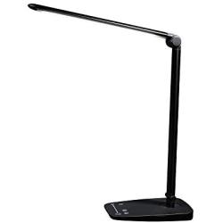 Stylish Metal LED Desk lamp, Unlimited Color Modes, 7 Brightness Levels, Touch Control, 10W for Living Room, Bedroom, Office, with USB Port for Charging Output (Black)