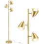 QiMH Industrial Floor Lamps for Living Room,65''Tall Reading Standing Lamp with Adjustable Arms, Modern LED Floor Lamps for Bedrooms with 3 Light Bulbs,Gold