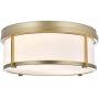SOTTAE 2-Light Flush Mount Ceiling Light,Gold Frame and White Glass Drum Shade Light,Ceiling Light Fixture for Closet Kitchen Bathroom Foyer Stairs Laundry and Bedroom