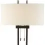 Roscoe Modern Floor Lamp Twin Pole Oil Rubbed Bronze White Drum Shade for Living Room Reading Bedroom Office - Franklin Iron Works