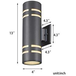 TENGXIN Outdoor Wall Sconce,Up/Down Porch Light,Stainless Steel 304 and Toughened Glass,E27,UL Listed. (Black,13” Height)