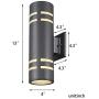 TENGXIN Outdoor Wall Sconce,Up/Down Porch Light,Stainless Steel 304 and Toughened Glass,E27,UL Listed. (Black,13” Height)