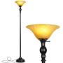 Brightech Evelyn LED Floor Lamp- Free Standing Tall Pole Torchiere Light – Dimmable Lamp for Living Room, Office Or Bedrooms- Modern Upright Design with Glass Shade - with Three Way LED Bulb - Black Brightech Evelyn LED Floor Lamp- Free Standing Tall Pole Torchiere Light – Dimmable Lamp for Living Room, Office Or Bedrooms- Modern Upright Design with Glass Shade - with Three Way LED Bulb - Black