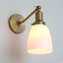 Permo Industrial Vintage Slope Pole Wall Mount Single Sconce with 5.5'' Oval Dome Milk White Glass Shade Wall Sconce Light Lamp Fixture (Antique)