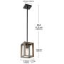 VINLUZ 1- Light Square Pendant Lamp Natural Wooden Frame with Clear Glass Shade Farmhouse Kitchen Island Lighting Black Dark Walnut Rustic Light Fixture Hanging for Dining Rooms Hallway
