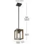 VINLUZ 1- Light Square Pendant Lamp Natural Wooden Frame with Clear Glass Shade Farmhouse Kitchen Island Lighting Black Dark Walnut Rustic Light Fixture Hanging for Dining Rooms Hallway