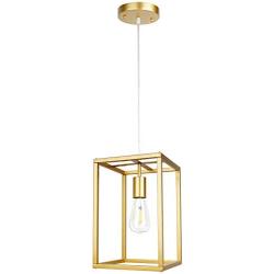 Modern Industrial Pendant Light Retro Loft Design Lantern Farmhouse Chandelier for Kitchen Island Dining Room Bedroom Foyer (Gold)