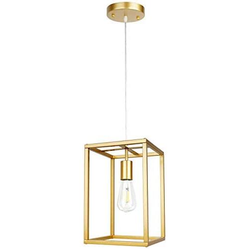 Modern Industrial Pendant Light Retro Loft Design Lantern Farmhouse Chandelier for Kitchen Island Dining Room Bedroom Foyer (Gold)