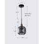 Pendant Lighting Polygonal Smoky Gray Glass Adjustable Hanging Ceiling Light for Dining Room 1-Light Black Finish