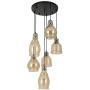 SAM Vintage Kitchen Chandelier, 6-Lights Island Cognac Glass Cluster Pendant Chandelier Antique, Antique Black Finish Ceiling Lights for Dining Room, Cafe, Bar SAM Vintage Kitchen Chandelier, 6-Lights Island Cognac Glass Cluster Pendant Chandelier Antique, Antique Black Finish Ceiling Lights for Dining Room, Cafe, Bar