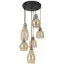 SAM Vintage Kitchen Chandelier, 6-Lights Island Cognac Glass Cluster Pendant Chandelier Antique, Antique Black Finish Ceiling Lights for Dining Room, Cafe, Bar