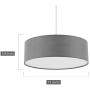 Modern Fabric Pendant Light, 15'' Classic 3-Light Drum Ceiling Chandelier, Grey Drum Shade, Round Frosted Plastic Diffuser, 3 Bulb, E26