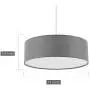 Modern Fabric Pendant Light, 15'' Classic 3-Light Drum Ceiling Chandelier, Grey Drum Shade, Round Frosted Plastic Diffuser, 3 Bulb, E26
