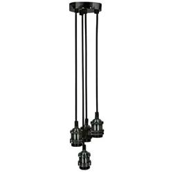 Jorunhe Industrial Pendant Lighting E26 Base Edison Metal Vintage Hanging Pendant 4-Lights Rustic Pendant Light Fixture for Kitchen Dining Room Bar Hotel (Black)