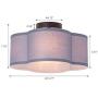 VILUXY Semi-Flush Mount Ceiling Light Fixture Gray Fabric Drum Shade Black Brush Paint Finish for Bedroom, Dining Room, Corridor, Living Room 13.77'' 4-Light