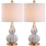 JONATHAN Y JYL1028D-SET2 Anya 20.5'' Mini Glass LED Lamp Transitional,Glam,Midcentury for Bedroom, Living Room, Office, College Dorm, Coffee Table, Bookcase, 2, Black/White, 2 Count