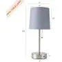 CO-Z USB Table Lamps Set of 2 with Gray Fabric Shade, Modern Bedside Lamps with 2A USB Port, Silver Matching Nightstand Lamps for Bedroom, Living Room, Office, Accent
