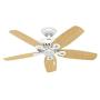 Hunter Builder Indoor Ceiling Fan with LED Light and Pull Chain Control, 42'', White / Light O