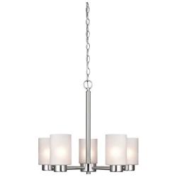 Westinghouse Lighting 6227400 Sylvestre Five-Light Interior Chandelier, Brushed Nickel Finish with Frosted Seeded Glass, 5