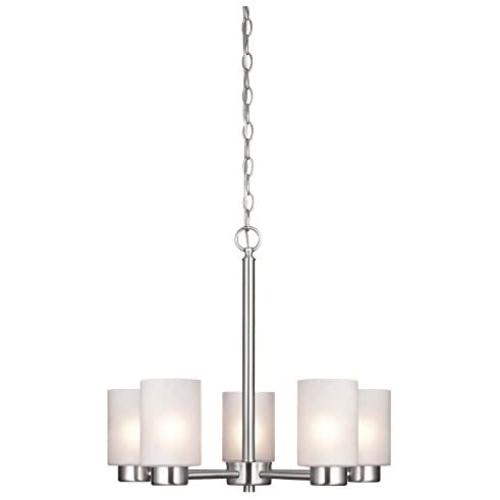 Westinghouse Lighting 6227400 Sylvestre Five-Light Interior Chandelier, Brushed Nickel Finish with Frosted Seeded Glass, 5