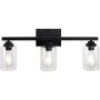 WBinDX 3 Lights Bathroom Vanity Light Fixtures Black Wall Sconce Modern Industrial with Clear Glass Shade for Bedroom Living Powder Room Hallway Kitchen
