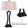 Maxax Table Lamp Set of 2 Modern Black Bedside Desk Lamp with White Drum Shade Nightstand Lamp for Bedroom, Living Room, or Office