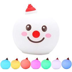 SUSSURRO Silicone Night Light for Kids, Portable Color Changing Glow Led Cute Snowman Lamp Soft Touch Light for Bedroom(Smile Snowman)