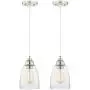 Gruenlich Pendant Lighting Fixture for Kitchen and Dining Room, Hanging Ceiling Lighting Fixture, E26 Medium Base, Metal Construction with Clear Glass, Bulb not Included, 2-Pack (Nickel Finish)