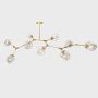 LUOLAX Modern Gold Pendant Light Glass Chandelier with 9 Lights Fixture Hanging Flush Mount (9 Heads-Clear)