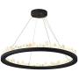 TFCFL Modern LED Crystal Chandelier, 1-Ring Contemporary Pendant Light Warm White Light Adjustable Chain Ceiling Hanging Lights Fixtures for Bedroom Dining Room Living Room (Black)
