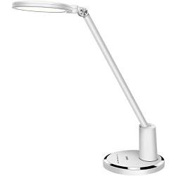 LED Desk Lamp,JUKSTG Eye-Caring Desk Light, Home Office Lamp, Adjustable Table Lamps with 10 Brightness Levels and 5 Lighting Modes,Touch-Sensitive Control,Blue Light Filter,12W Reading Lamp,White