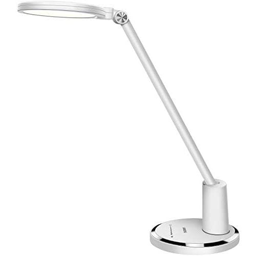 LED Desk Lamp,JUKSTG Eye-Caring Desk Light, Home Office Lamp, Adjustable Table Lamps with 10 Brightness Levels and 5 Lighting Modes,Touch-Sensitive Control,Blue Light Filter,12W Reading Lamp,White
