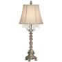 Duval Cottage Table Lamp Crystal Antique White Candlestick Beige Bell Shade for Living Room Family Bedroom Bedside - Barnes and Ivy
