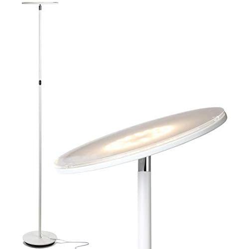 Brightech Sky LED Torchiere Super Bright Floor Lamp - Contemporary, High Lumen Light for Living Rooms and Offices - Dimmable, Indoor Pole Uplight for Bedroom Reading - White