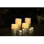 Furora LIGHTING LED Flameless Candles with Remote Control, Set of 8, Real Wax Battery Operated Pillars and Votives LED Candles with Flickering Flame and Timer Featured - Silver Glittery