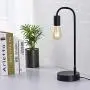 Keymit 3 Way Dimmable Bedside Lamp, Desk Lamp,ST58 8W Edison Industrial Lamp, LED Table Lamp for Bedroom Living Room, Nightstand Black Lamps, Gold LED Filament Bulb Included