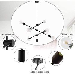 KOSTOMO Modern Black Sputnik Chandelier 6 Lights Ceiling Light Fixture Pendant Dining Kitchen Island Bedroom Lighting