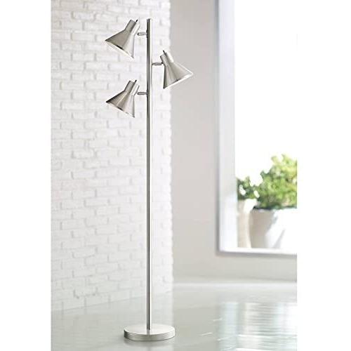 Luken Modern Floor Lamp 3-Light Tree Brushed Steel Adjustable Heads for Living Room Reading Bedroom Office - 360 Lighting