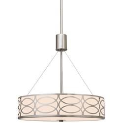 Kira Home Sienna 18'' 3-Light Metal Drum Chandelier + Glass Diffuser, Brushed Nickel Finish