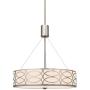 Kira Home Sienna 18'' 3-Light Metal Drum Chandelier + Glass Diffuser, Brushed Nickel Finish