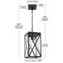 MELUCEE Indoor Outdoor Pendant Light Black Finish, 1-Light Exterior Hanging Light Fixtures Ceiling Lantern with Clear Glass for Porch Hallway Entryway