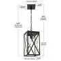 MELUCEE Indoor Outdoor Pendant Light Black Finish, 1-Light Exterior Hanging Light Fixtures Ceiling Lantern with Clear Glass for Porch Hallway Entryway