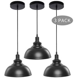 Pendant Lights, Lika Industrial Barn Ceiling Light Fixtures Black Hanging Pendant Lighting for Kitchen Island, Dining Room, Foyer (Black and Hemispheres(Three Pack-Save$14.95))