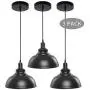 Pendant Lights, Lika Industrial Barn Ceiling Light Fixtures Black Hanging Pendant Lighting for Kitchen Island, Dining Room, Foyer (Black and Hemispheres(Three Pack-Save$14.95))