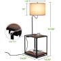 LED Floor Lamp with End Table and USB Charging Port, Modern Bedside Nightstand Lighting, Attached Side Table with Shelves for Living Room, Bedroom, Guest Room, Walnut