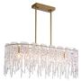 SILJOY Modern K9 Crystal Rectangle Chandelier Lighting Flush Mount LED Linear Ceiling Light Fixture for Dining Room Table, 7 Lights, L 33.5'' x W 12.6'' x H 13''