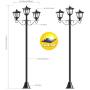 72'' Solar Lamp Post Lights Outdoor, Triple-Head Street Vintage Solar Lamp Outdoor, Solar Post Light for Garden, Lawn, Planter Not Included