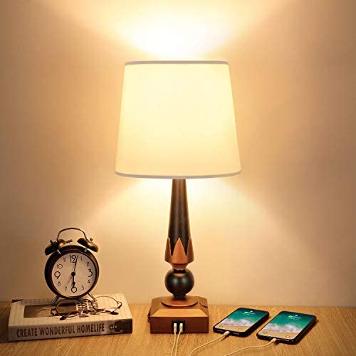 21''H Large Size Heavy-Duty Table Lamp with 2 USB Ports, Eye-Caring Touch Control 3-Way Dimmable Desk Lamp, for Nightstand, Living Room, Bedside (Bulb Included) DIY Shade