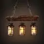 TFCFL Vintage Chandelier Hanging Fixture with 3 Lights Pendant Light Industrial Retro Wood Ceiling Lighting Glass Farmhouse E27/E26 in Blackfor Cabin Kitchen Island Dining Room Bedroom and Foyer