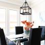 ANJIADENGSHI Lantern Pendant Light Lantern Iron Cage 4 E12 Bulbs Lantern Chandelier for Dining Room Bar Cafe ,Matte Black(Bulbs Not Included)